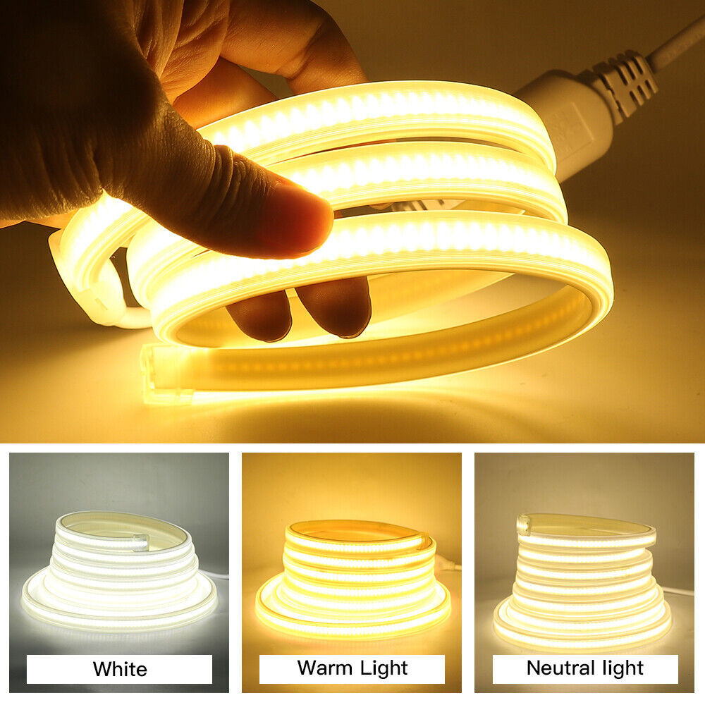 COB LED Strip Lights 110V 288LEDs/m Flexible Tape Rope Lights Kitchen