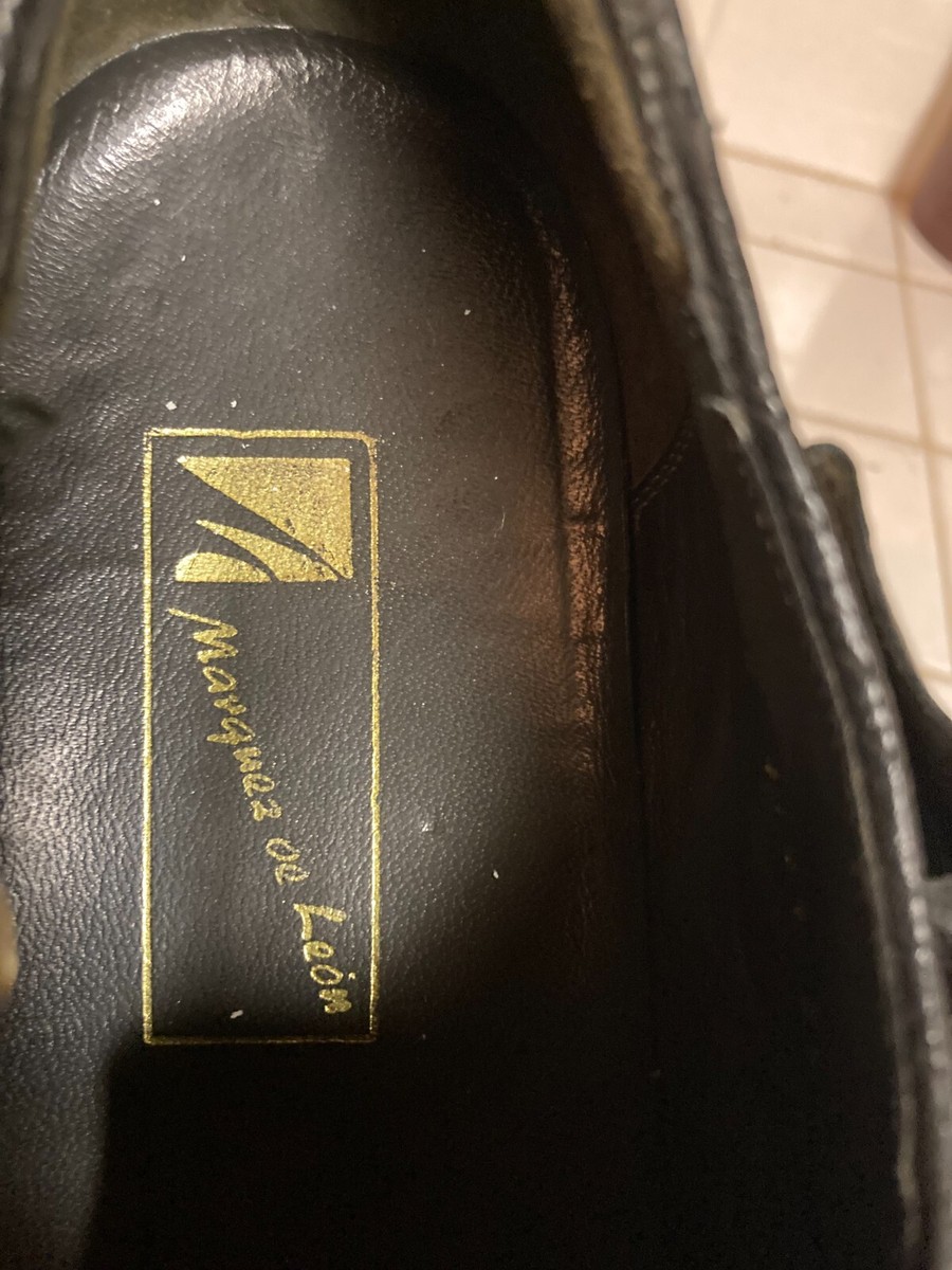 MARQUEZ DE LEON BLACK OSTRICHLACE UP ITALIAN OXFORD SHOES 10 M View 2