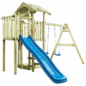 playhouse set with ladder slide and swings