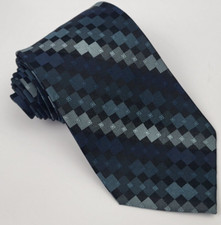 Van Heusen Silk Tie Gray Black Blue Geometric Men Necktie 58 x 3.5