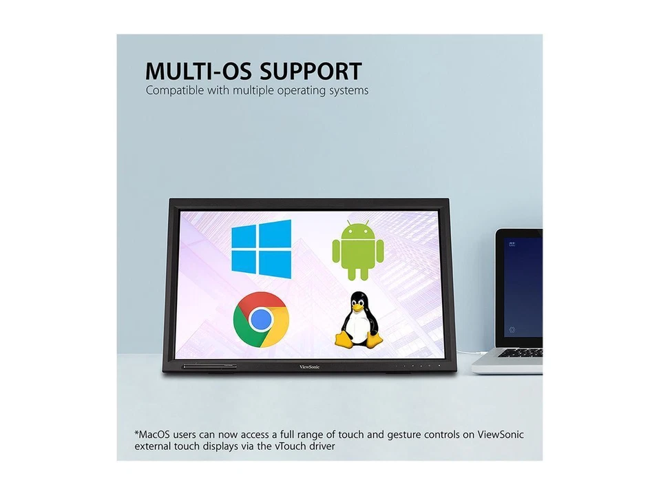 ViewSonic TD2423d 24 Inch 1080p 75 Hz 10-Point Multi IR Touch Screen with Eye Ca - Image 3 of 4