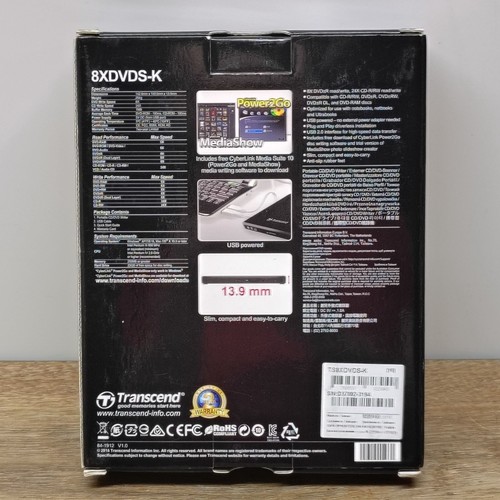 Transcend Extra Slim Portable DVD Writer TS8XDVDS-K Black - Afbeelding 14 van 15