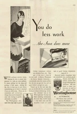 1929 Westinghouse Electric Iron Vintage Print Ad You Do Less Work  