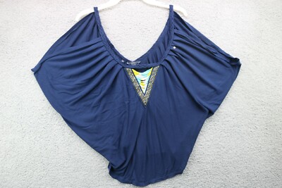 Women's Top-Guess Los Angelos-Size Large-Navy Blue w/Beading