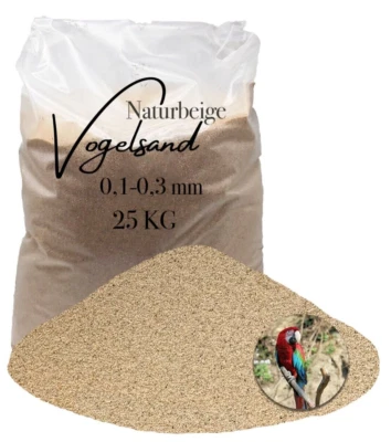 KRISTALLQUARZSAND staubfreier feuergetrockneter Natur Vogelsand 25kg ohne Anis und Grit 0,1-0,3 mm