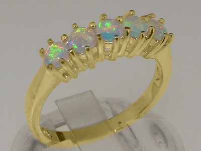 18ct 750 Yellow Gold Natural Opal Womens Eternity Ring - Sizes J to Z