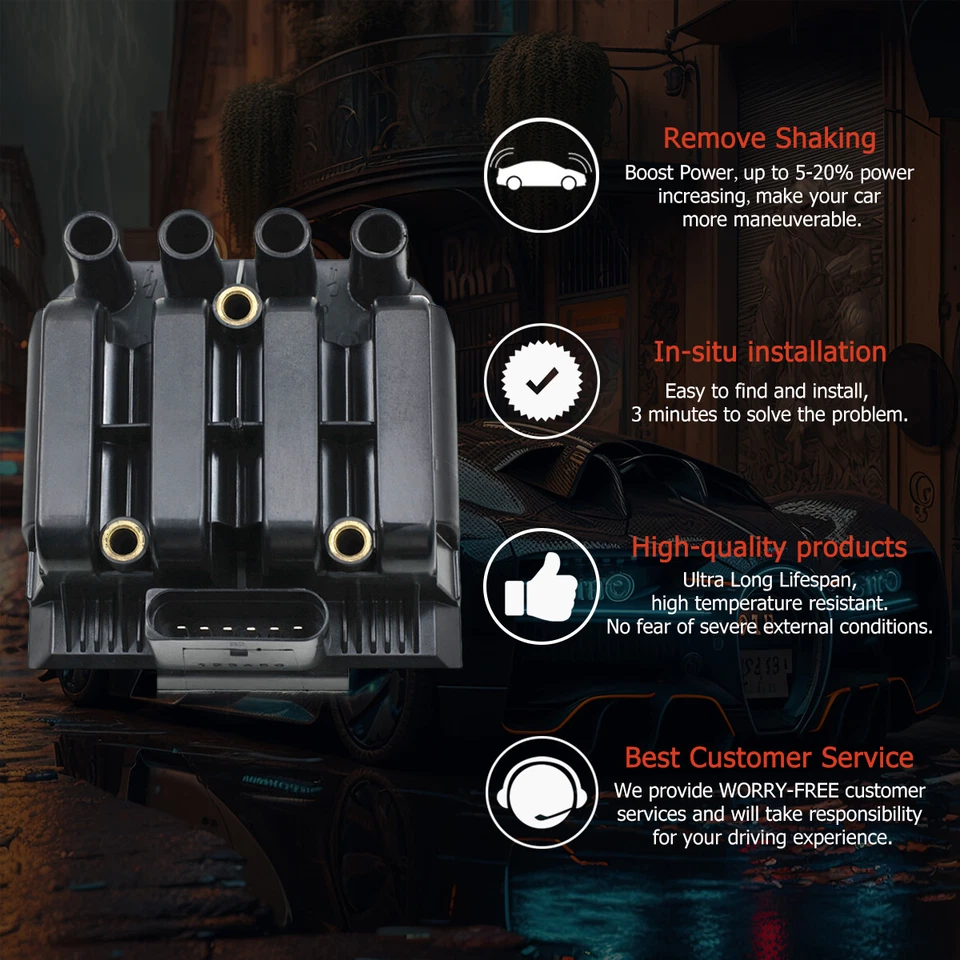 OEM Ignition Coil+Wires For VW Jetta Beetle Golf Clasico L4 2.0L 06A905097 UF484 Foto 4 de 4