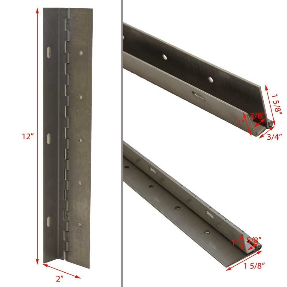 Chaparral Boat Offset Piano Hinge - 16" X 1 7/8", Black 16 Gauge Stainless Steel, 6 Mounting Holes