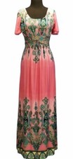 Women's Size Large Maxi Dress Pink Paisley Multi Color Boho Casual Sundress