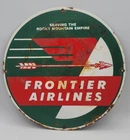 Vintage Frontier Airlines Distressed Rustic Porcelain Enameled Metal Sign