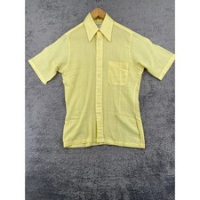 Continental Casuals Shirt Small Yellow Vintage 70s Dagger Collar Retro USA Made