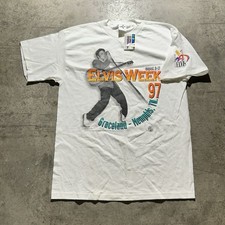 Vintage NWT 1997 Elvis Week Shirt Men’s Size XL White Made In USA Single Stitch
