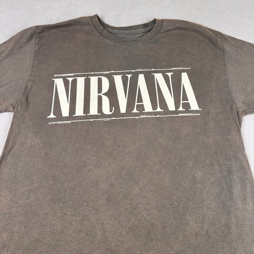 Nirvana Band Concert Smiley T-Shirt M Vintage Rock Mineral Acid Wash Y2K Cobain - Picture 2 of 6