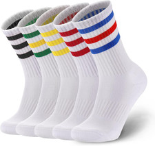 5 Pairs Striped Crew Socks Cotton Cushioned Athletic Sports Running Socks for Me