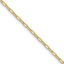 14K Yellow Gold 2.2mm Semi-Solid Diamond-cut Paperclip Chain Necklace 24" 2.52gm