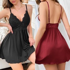 Women's Lingerie Nightgown Lace Babydoll Full Slip Chemise Nightwear Sleepwear