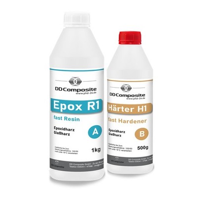 Epoxidharz Gießharz transparent Epox R1 + Härter H1 fast  2K Kunstharz 