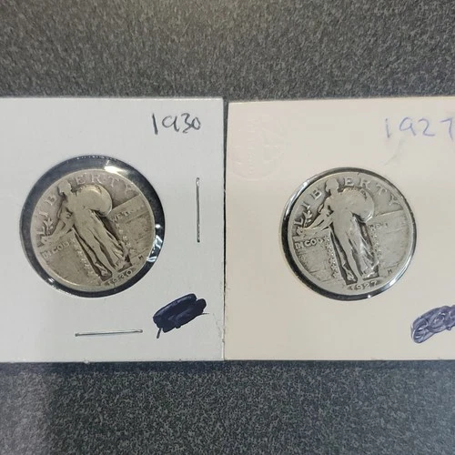 Standing Liberty Quarter 1927 & 1930 Silver 25C Lot of 2. #329