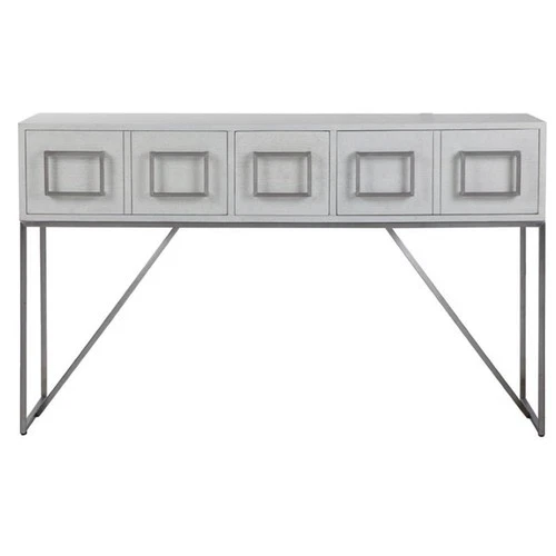 Uttermost Abaya MDF and Stainless Steel Console Table in Soft White - Picture 1 of 9