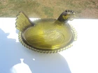 Vintage Indiana Glass Olive Green Hen On A Nest 7"  DAMAGED BOTTOM