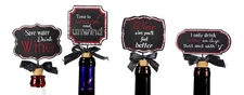 Save Water Unwind Drink Wine Bottle Chalkboard Wood 4 Inch Stoppers Set of 4
