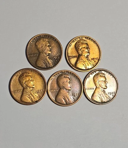 1913-S 1915-S 1922-D 1924-D 1926-S Lincoln Wheat Penny Cents VG-XF Cleaned