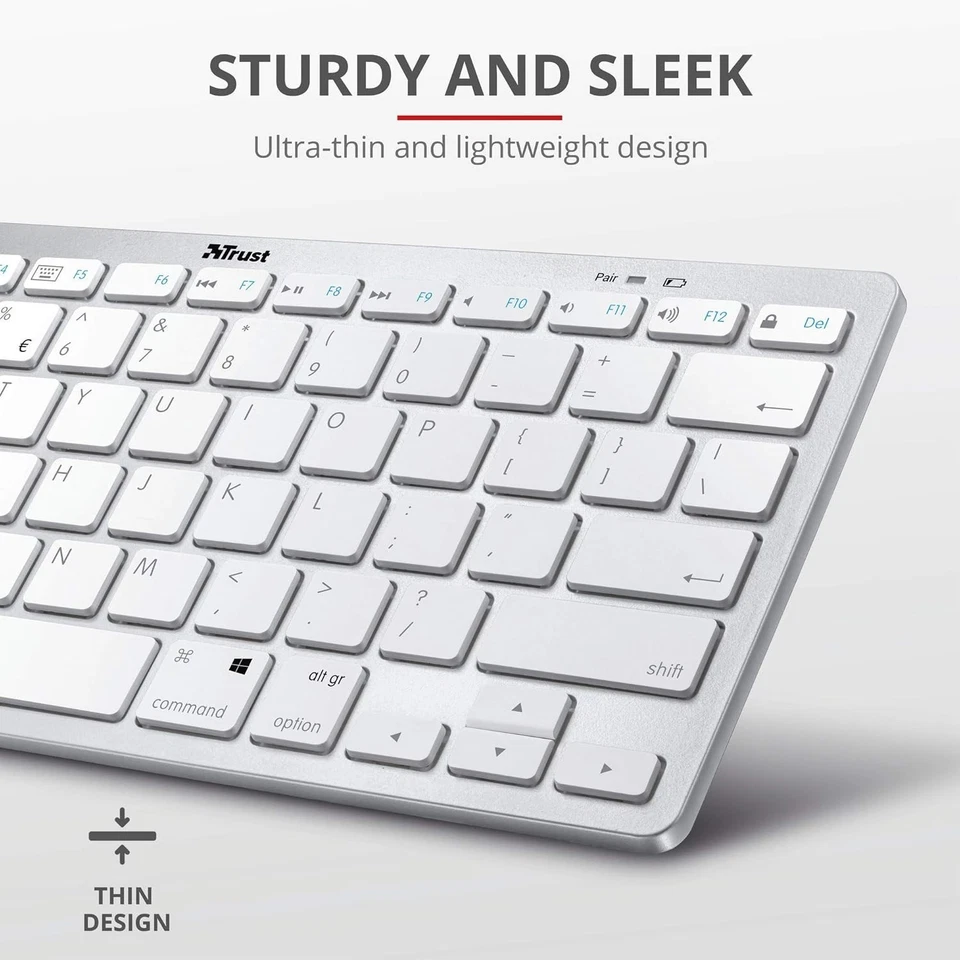 TRUST Ultra Thin Lightweight Wireless Bluetooth Keyboard Laptop PC Tablet Androi - Image 3 of 4