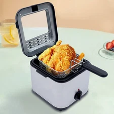 Electric Deep Fryer With Basket Small Fryer Stainless Steel Fish Fryer 1KW 2.5L