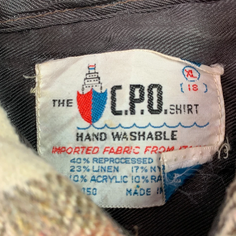 Camisa De Colección The CPO Lana Mezcla Lino Gruesa Franela a Cuadros Abotonada Niños XL 18 Foto 3 de 4