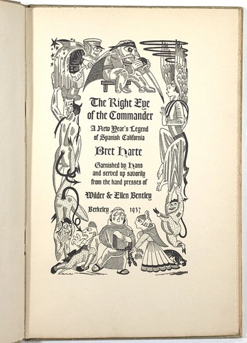 Bret Harte / Right Eye of the Commander New Year's Legend of Spanish 1st ed 1937 - Picture 2 of 2