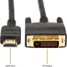 Amazon Basics HDMI to DVI Adapter Cable, Bi-Directional 1080p, Gold Plated, Blac