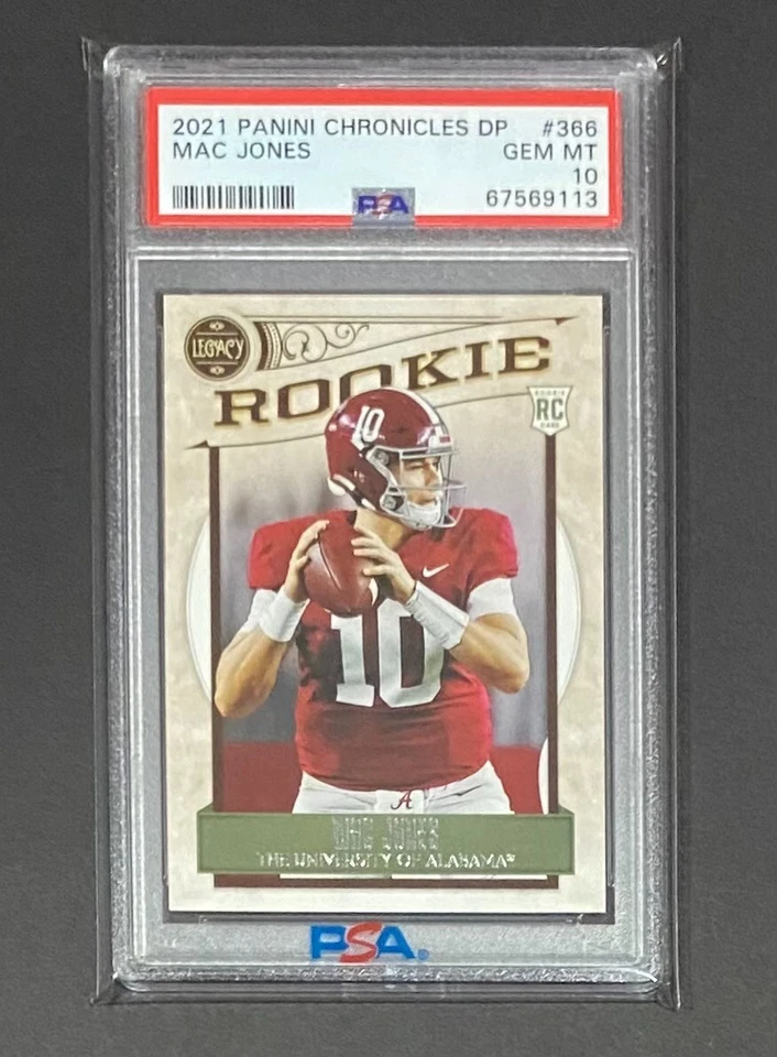 2021 PANINI CHRONICLES DP MAC JONES LEGACY ROOKIE CARD ALABAMA #366 RC PSA 10 🔥 - Image 3 of 4