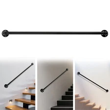 For In/Outdoor Black Modern Handrail 4ft Stair Railing Hand Rail Wall-mounted