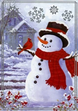 Designer Greetings Snowman with Red Scarf and Cardinal Box of 18 Christmas Cards