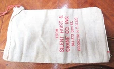 SILENT HOIST & CRANE CO., BROOKLYN, NY Vintage Cloth Parts Bag