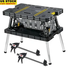 Portable Folding Work Table Heavy Duty Workbench W/ Clamps DIY Projects New