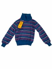 Vintage 80s Kids Medium Striped Sweatshirt New With Tags Blue Mint Condition NWT