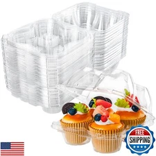 NPLUX 4 Compartment Cupcake Containers 60 Pack Cupcake Holder with Connected 