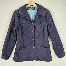 Barbour Women's Quilted Jacket UK8 Navy Blue Snap Closure Lightweight