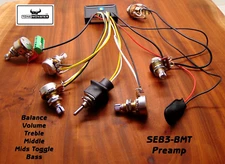 TONE MONSTER SEB3-BMT Bass Guitar Preamp 5 Pots Mids Toggle