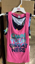 JUSTICE SPORT 2-FER TANK PINK L 12/14 