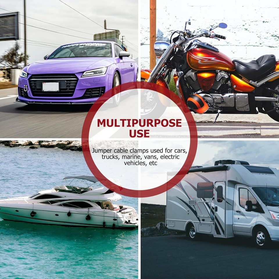 Jumper Cable Clamps 2 Pair 4" Pure Copper Heavy Duty Battery Charger