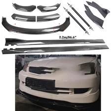 Carbon Fiber Front Bumper Lip Spoiler 86.6" Side Skirt For Mitsubish Body Kit
