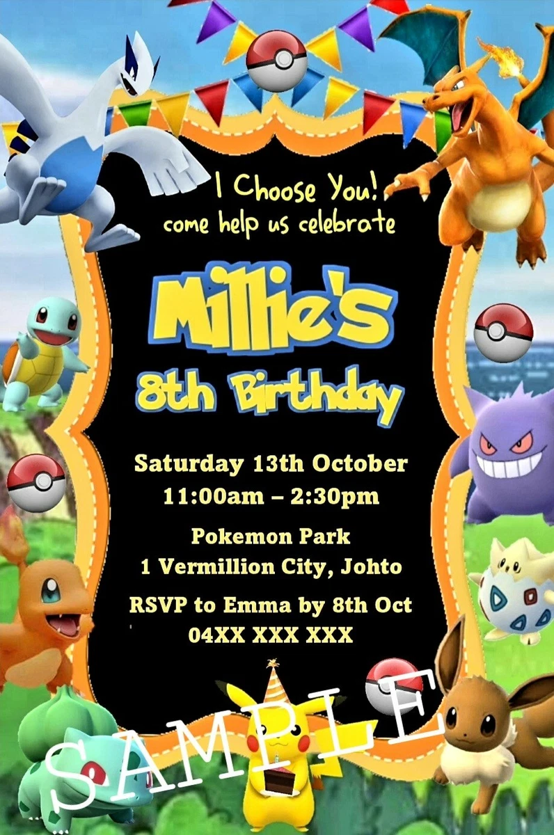 POKEMON DIGITAL PRINTABLE BIRTHDAY PARTY INVITATION