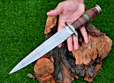 Custom HandMade Damascus Steel Hunting Dagger Knife Hand Forged Blade ...