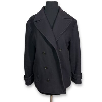 Le Mont St Michel Wool Double-Breasted Peacoat Winter Jacket Dad Coat Womens XS