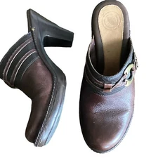 Nurture Brown Clog Whisper Leather Mule Slip-on Sz 8M #138K