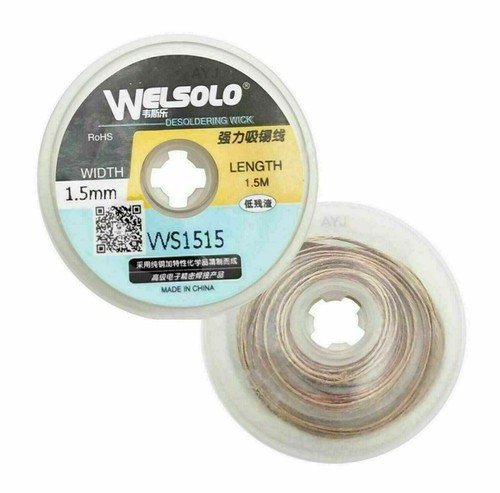 1.5M WELSOLO Desolder Desoldering Braid Wick Wire Mop Solder Fluxed Remover UK - 第 11/15 張圖片