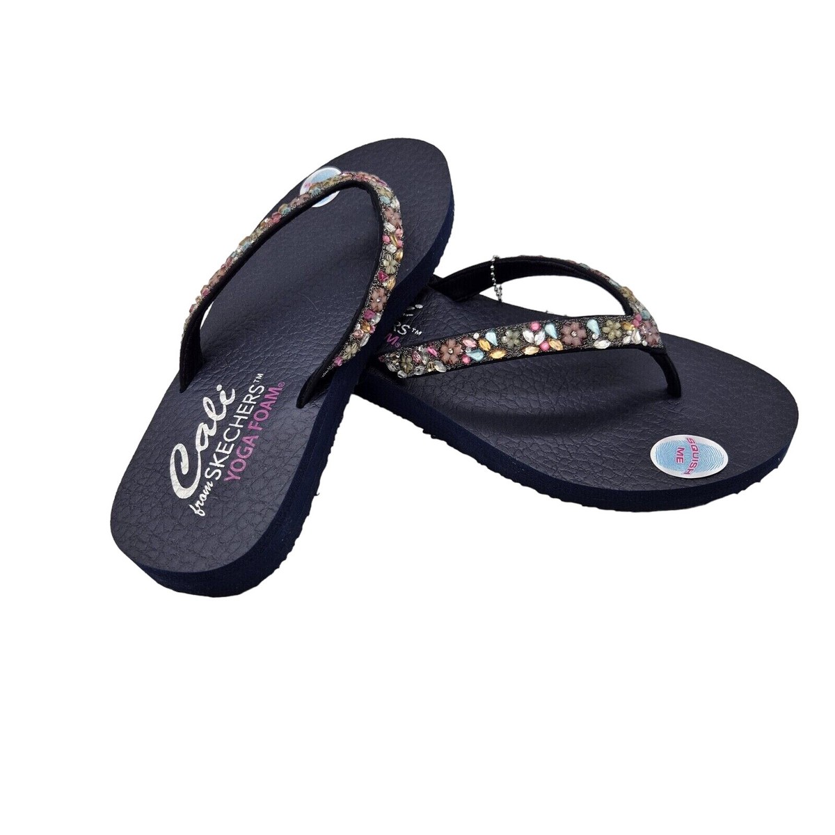 Skechers Cali Meditation Daisy Yoga Foam Women Size Blue FlipFlop Sandals  916