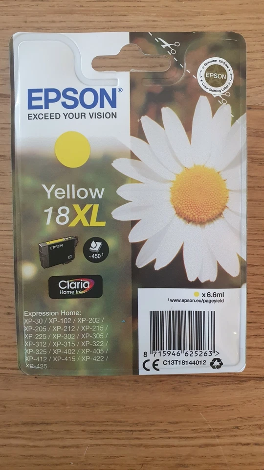 Epson 18xl Jaune marque véritable neuf yellow Encre originale xp 102 paquerette - Photo 1/2